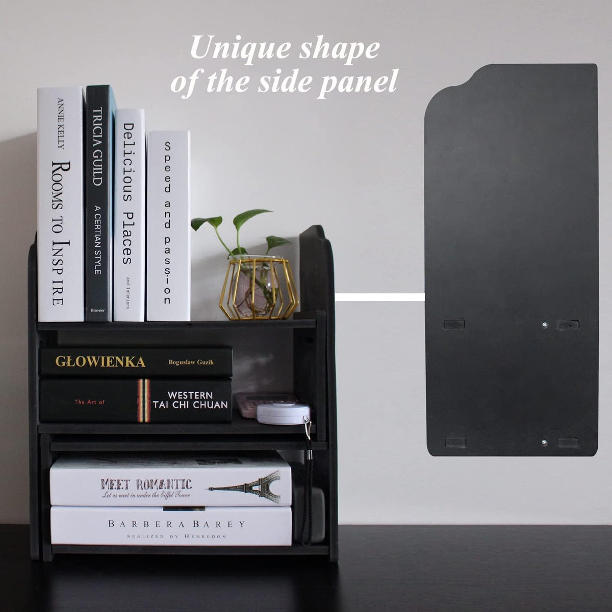 Adjustable Desktop Shelf Organizer, 3-Tier Desk Shelf, Black