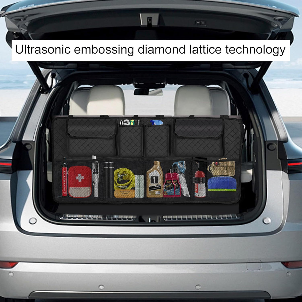 Car Trunk Organizer and Storage, Large Capacity Backseat Hanging Storage Accessories, Backseat Car Organizer for Suv/Mpv/Truck (Black)