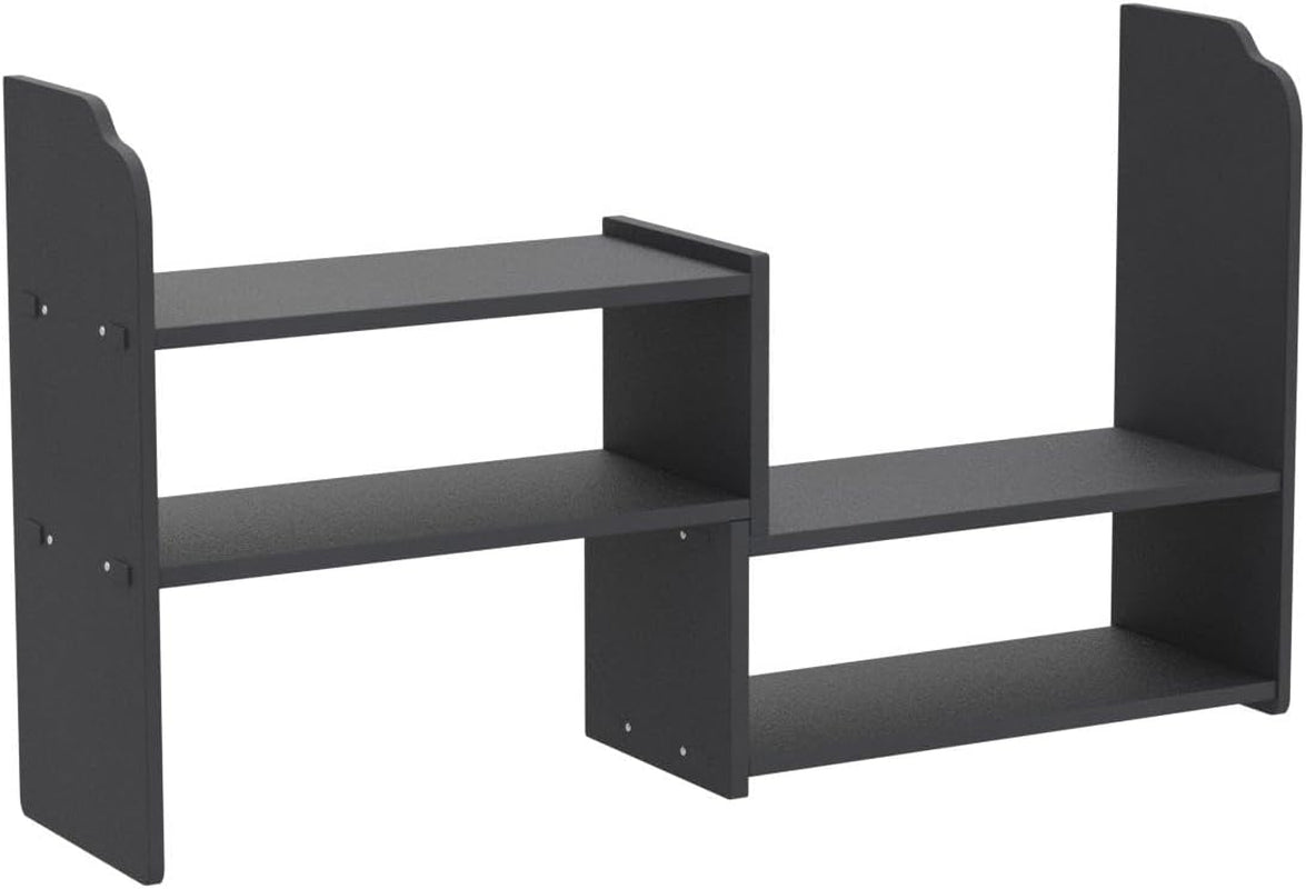 Adjustable Desktop Shelf Organizer, 3-Tier Desk Shelf, Black