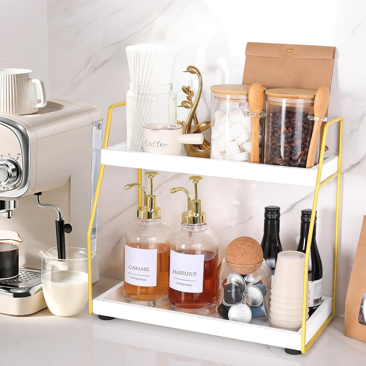 Coffee Bar Accessories,Coffee Table Decor,Coffee Station Organizer Counter