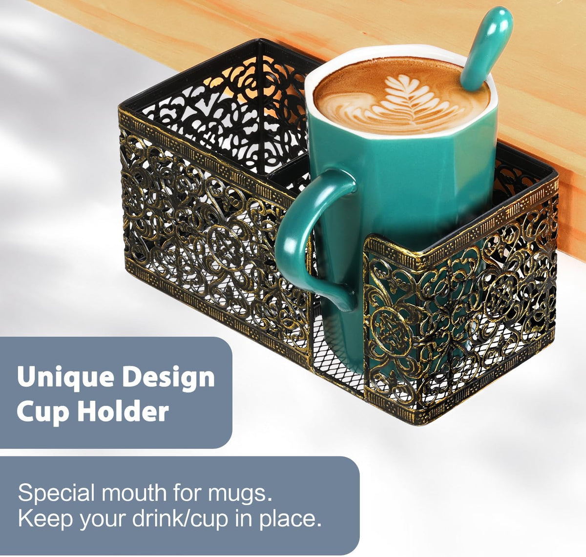 Under Desk Cup Holder, Clamp on Cup Holder Clip Desk Organizer Phone Stand
