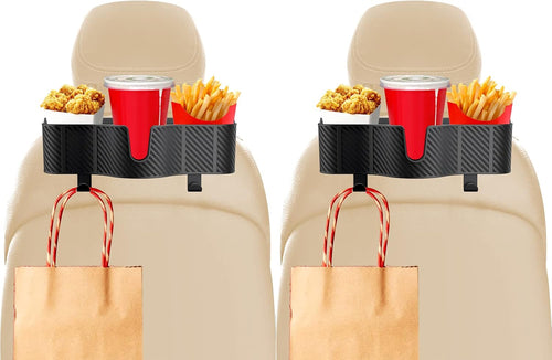 3-In-1 Car Headrest Organizer with 3.7" Cup Holder & Hooks-2Pc