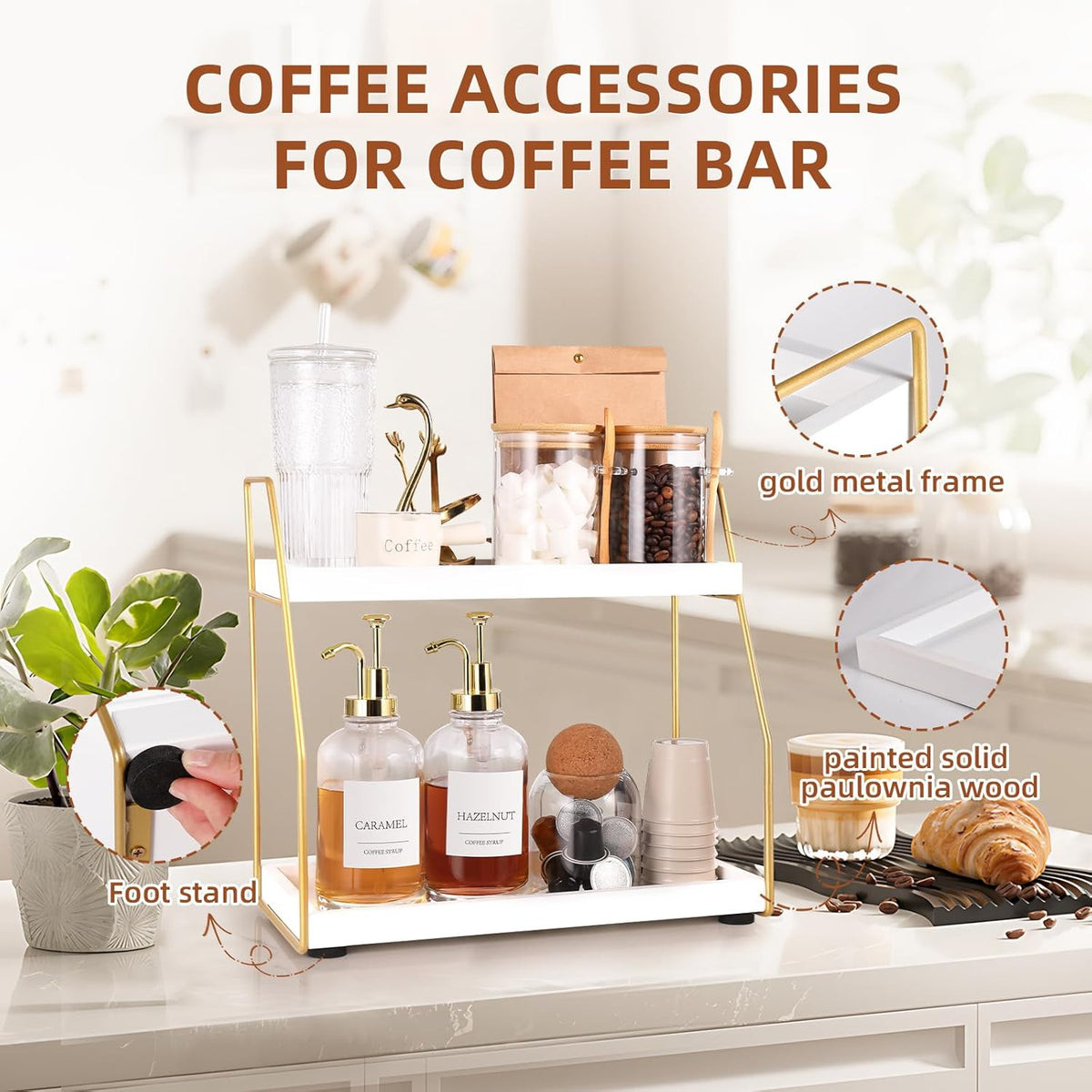 Coffee Bar Accessories,Coffee Table Decor,Coffee Station Organizer Counter