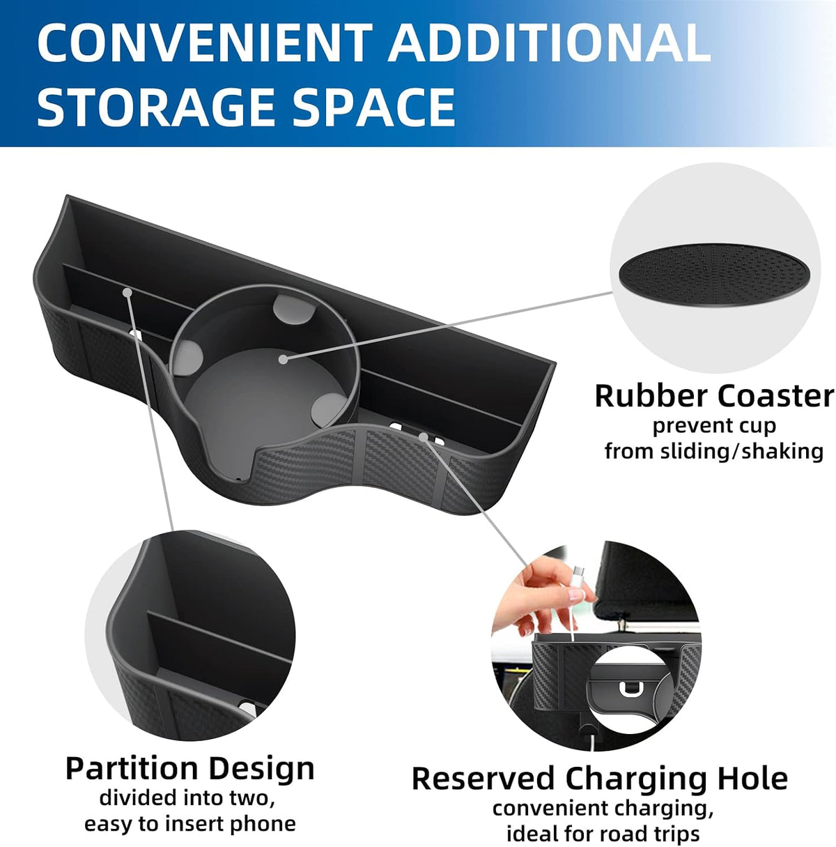 3-In-1 Car Headrest Organizer with 3.7" Cup Holder & Hooks-2Pc
